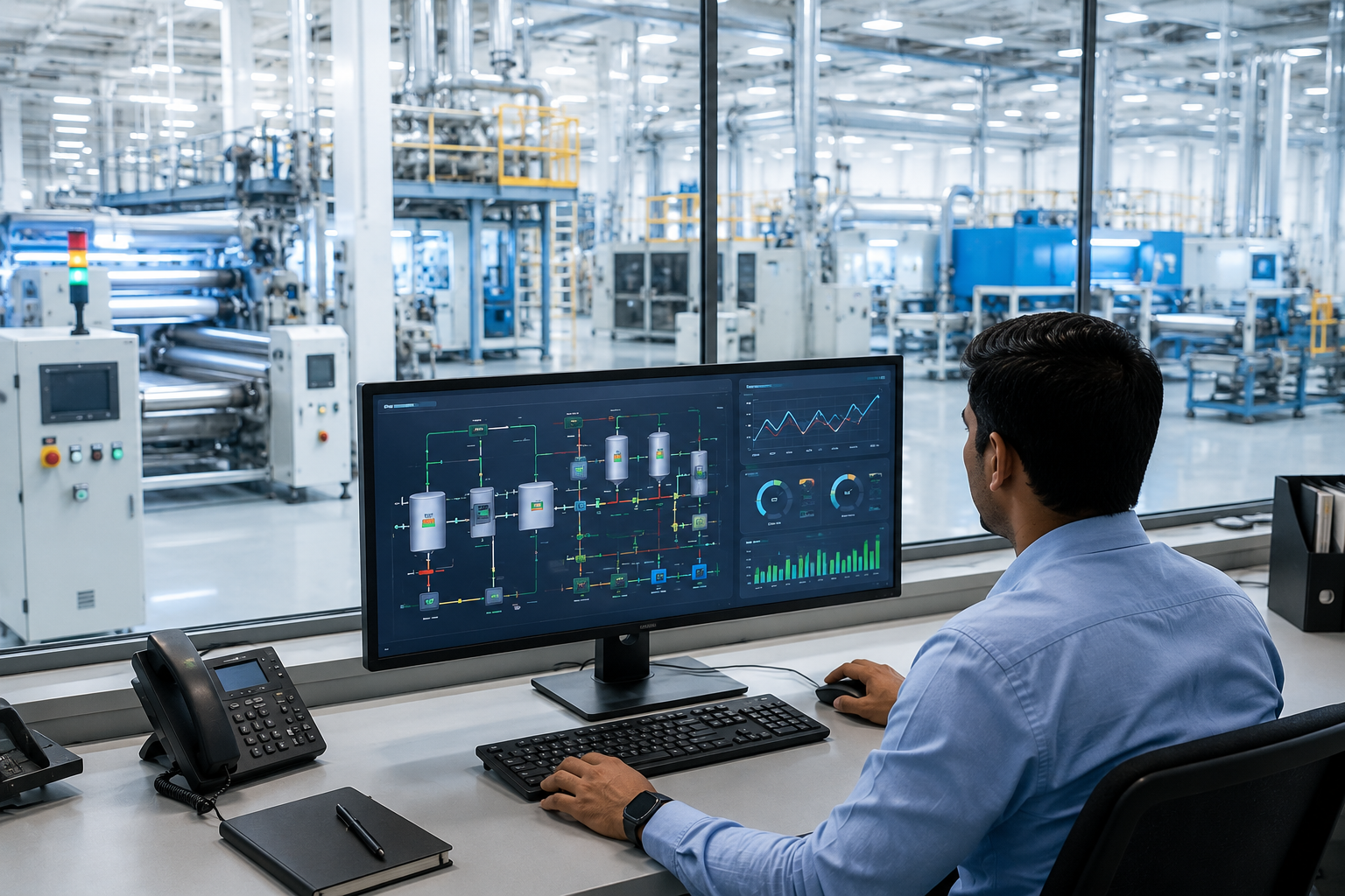 SCADA is the layer that lets you see and control your process in real time, from the control room or remotely. For factories and manufacturing plants across industries, a well-designed SCADA system is often the difference between reacting to a problem after it has cost material and downtime, and catching it as it starts. This page explains what SCADA is, where it fits alongside IIoT and MES, and how INGSOL designs, retrofits, and supports SCADA systems built for real production environments.